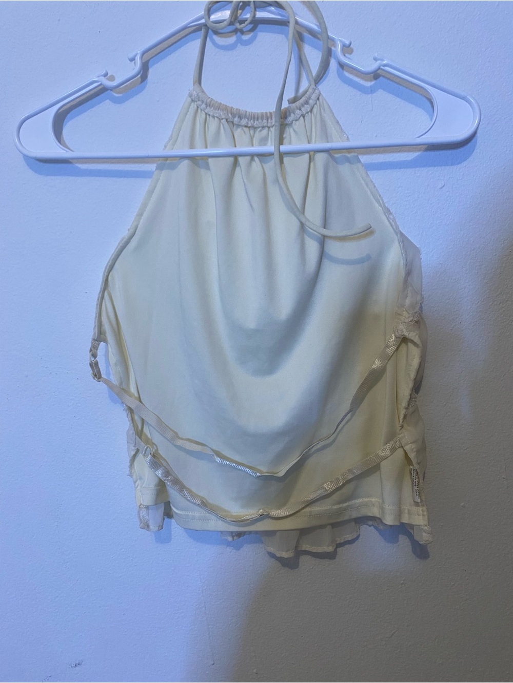 Amazon Cream Halter Ruffle Crop Top - Picture 3 of 5